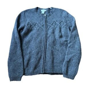 Deane & White Black 100% Lambs Wool Full Zip Size Medium Knit Austrailia